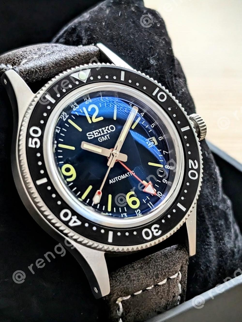 Titanium Black Seiko GMT Automatic Fathom Diver Mod Watch 40mm Dome Sapphire - Picture 7 of 8